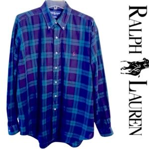 SALE Ralph Lauren Blue Label Blake Plaid Long Sleeve Shirt Size Large